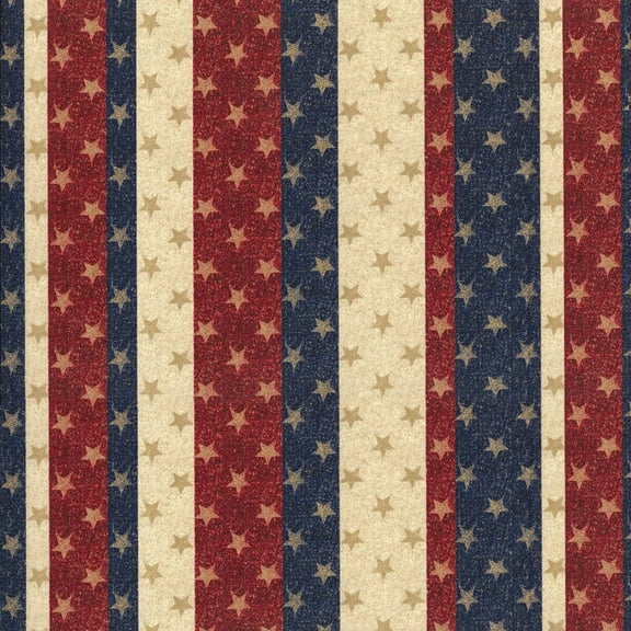 Stars and Stripes 100% Cotton Quilting Fabric With Glitter, by the yard
