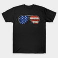 thumbnail image 1 of Stars and Stripes American Sunglasses Gift G8854 Unisex T-Shirt, Up to Size 5XL, 1 of 2