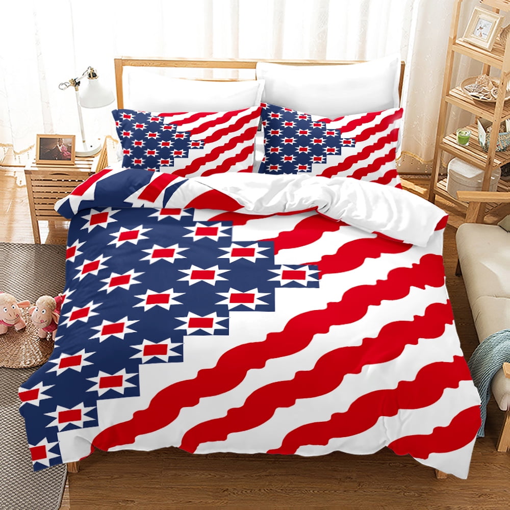 American Flag Duvet Cover USA Patriotic Bedding Set Comforter Cover ...