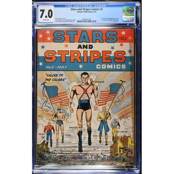 Stars and Stripes Comics #2 CGC FN/VF 7.0 White Pages 1st Issue! Comic Book