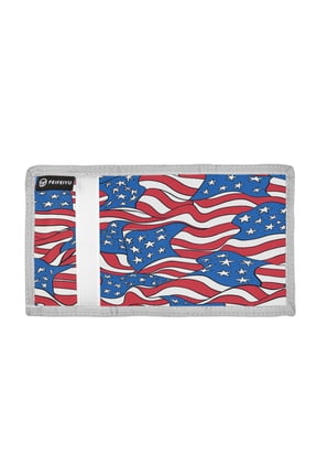 Stars and Stripes Flag Pattern Trifold Wallets Card Holders Coin Pockets with Lanyards Portable Unisex