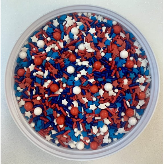 Stars and Stripes Forever Fourth of July Confetti Sprinkles, Cake, Cookie, Donut, Cakepop Toppings, 6 oz.