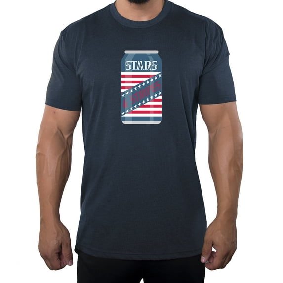 Stars and Strips Beer T-shirt, Men's Graphic T-shirts, Patriotic Shirts - Heather Navy MH200PATRIOT S22 L