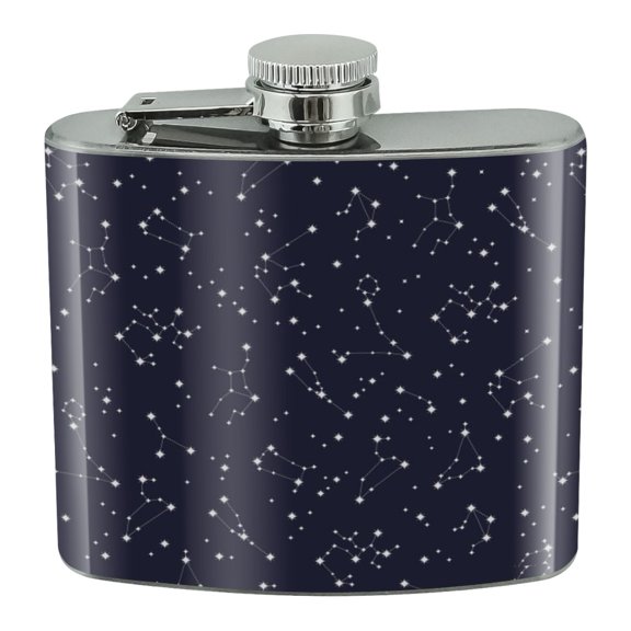 Stars and Zodiac Constellations Pattern Stainless Steel 5oz Hip Drink Kidney Flask