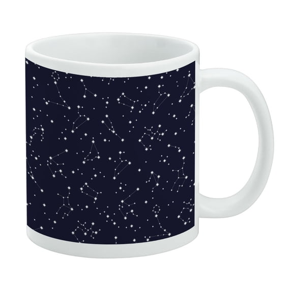 Stars and Zodiac Constellations Pattern White Mug