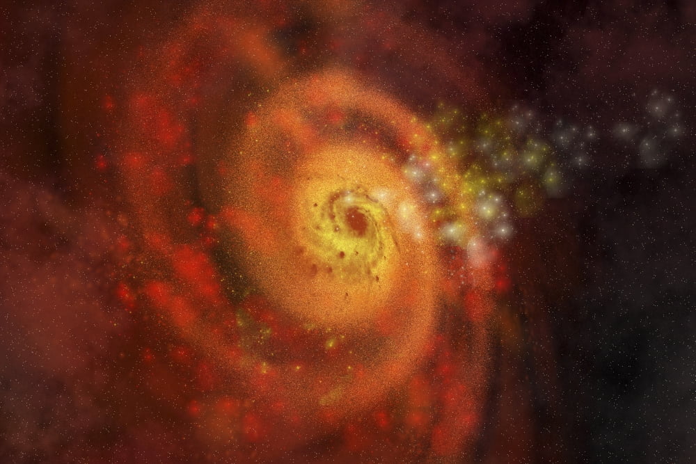 Stars and gases make up a beautiful spiral galaxy Canvas Art - Corey FordStocktrek Images (18 x 12)