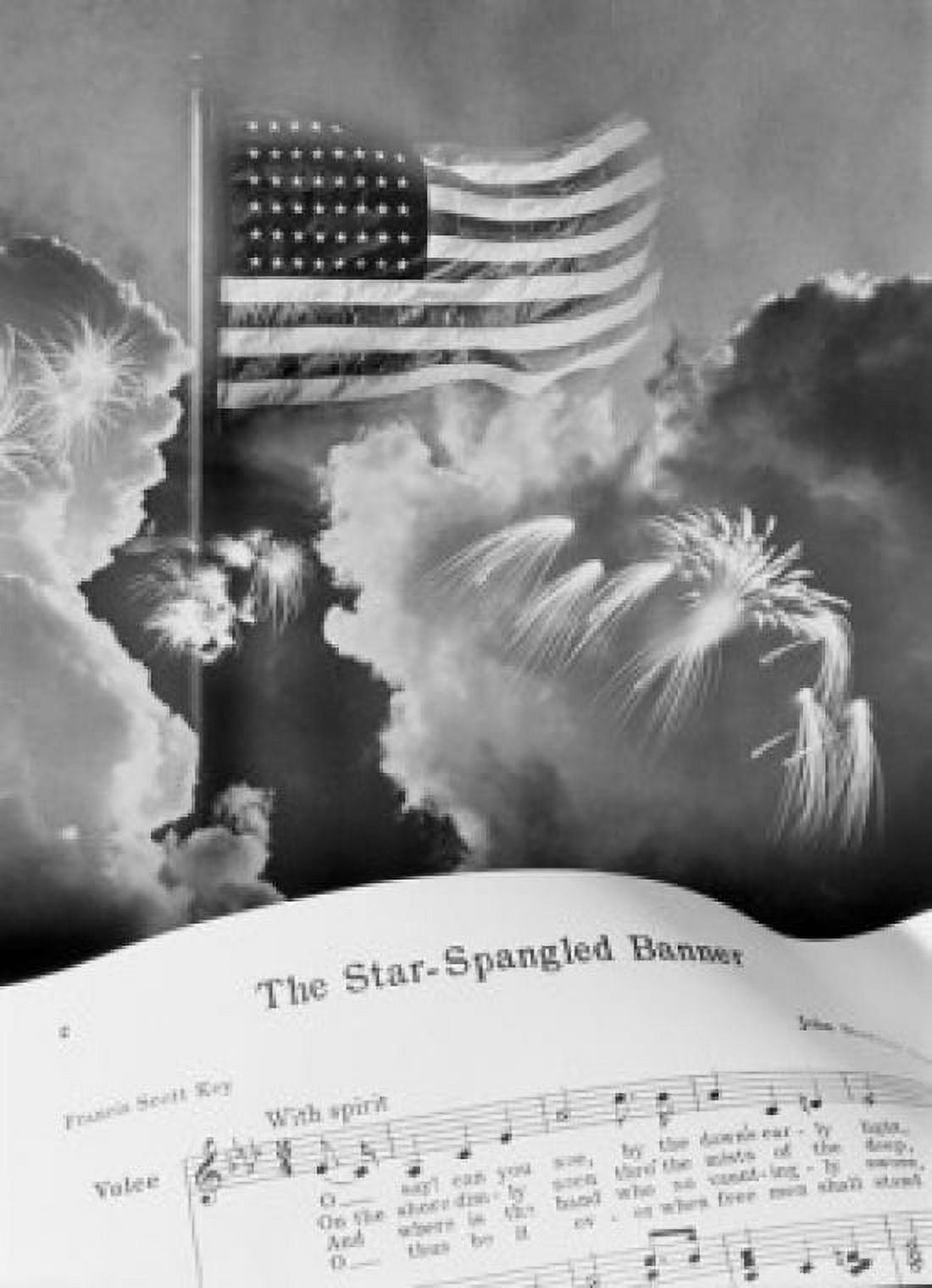 Stars and stripes with music sheet Canvas Art - (18 x 24)