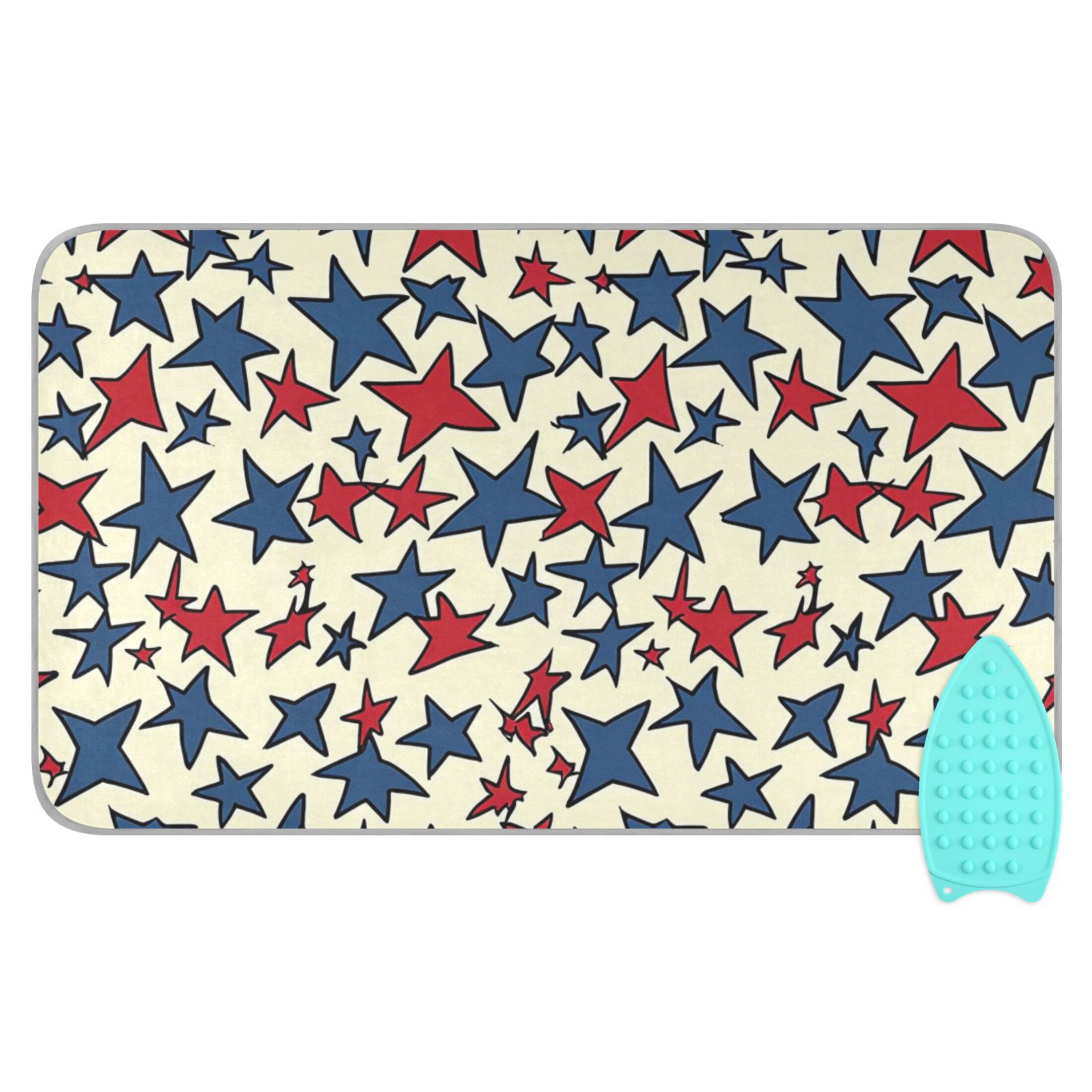 Stars in Blue and Red Ironing Mat Blanket Portable Travel Ironing Pad Heat Resistant Pad 47.2" x 27.6”