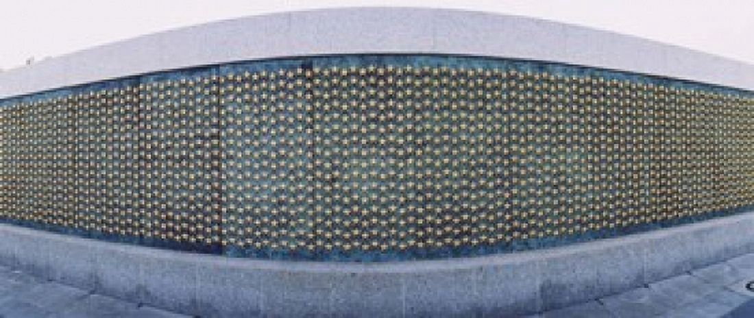 Stars mounted on the wall at a war memorial Freedom Wall National World War II Memorial Washington DC USA Canvas Art - Panoramic Images (15 x 6)