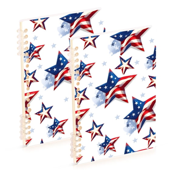 Stars with Flag Pattern Notebook Detachable Coil Notebook Diary Plan Book A5 Size 60 Pages 1 Pack