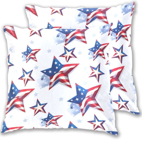 Stars with Flag Pattern Throw Pillow Covers Pillowcases 16 x 16 Inch Home Decor 2 Packs for Bedroom Sofa