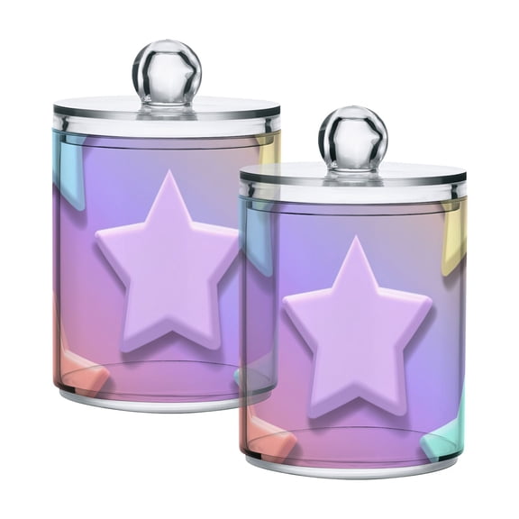Stars with Pastel Light Translucent Plastic Cans Storage Canisters with Lid Set of 2