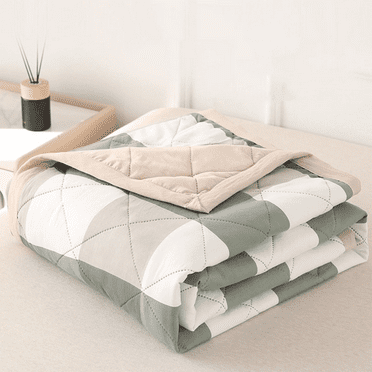 Starsace Lightweight Comforter Queen Size, Soft Skin-friendly Solid Comforter, Thin Microfiber Breathable Plaid Pattern Thin Bedding Comforter for Summer, 79.92"x59.84"