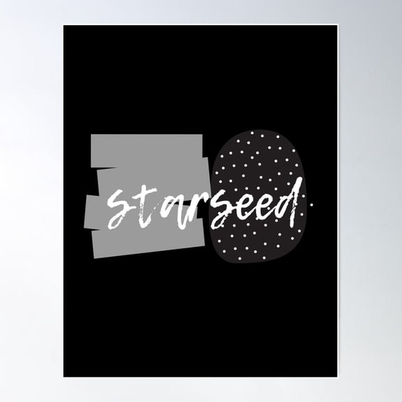 Starseed With Gray Graphic Elements And Dots On Black Poster Wall Art, Modern Wall Decor For Living Room Bedroom, 24x36 UNFRAMED