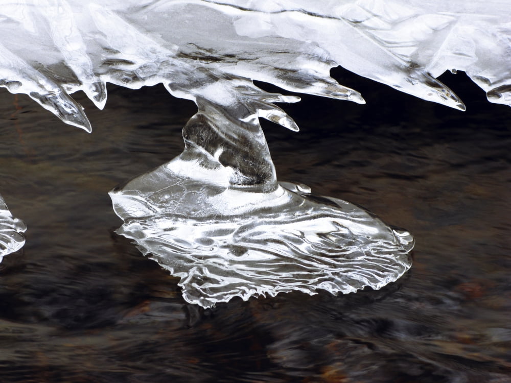 Starship Massachusetts Seekonk Caratunk Wildlife Refuge Close-Up Of Ice Melting Over Stream Canvas Art - Joanne Baldaia Design Pics (16 x 12)