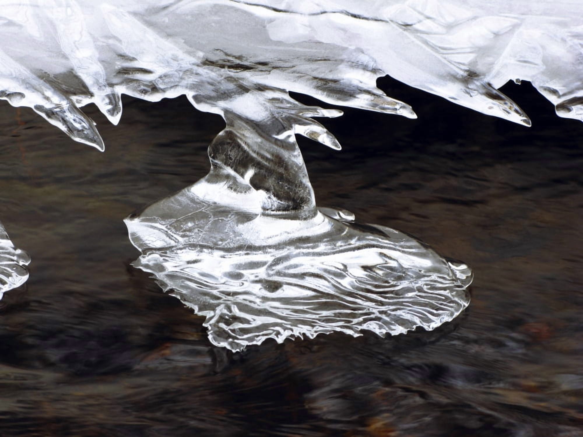 Starship Massachusetts Seekonk Caratunk Wildlife Refuge Close-Up Of Ice Melting Over Stream Canvas Art - Joanne Baldaia Design Pics (32 x 24)