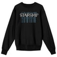 thumbnail image 1 of Starship Repeated Text Crew Neck Long Sleeve Black Adult Sweatshirt - Medium, 1 of 7