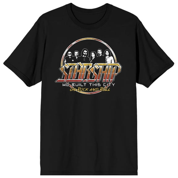 Starship We Built This City Men's Black Short Sleeve Tee-Small