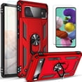 thumbnail image 1 of Starshop Case for Google Pixel 6A, With Tempered Glass Protector, Drop Protection Ring Kickstand Cover Red, 1 of 7