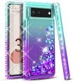 thumbnail image 1 of Starshop Case for Google Pixel 7 Pro, +Glass Screen Protector, Liquid Glitter Quicksand Bling Diamond Teal/Purple, 1 of 8