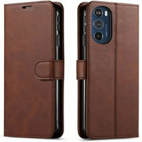 Starshop Case for Motorola Moto G Stylus 5G 2022,  Glass Screen Protector, Premium Leather Wallet Pocket Brown