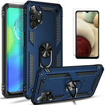 Starshop Case for Samsung Galaxy A13 4G,  Glass Screen Protector Drop Protection Ring Kickstand Cover Blue