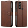 thumbnail image 1 of Starshop Case for TCL 20 SE, +Glass Screen Protector, Premium Leather Wallet Pocket Credit Card Slots-Brown, 1 of 8