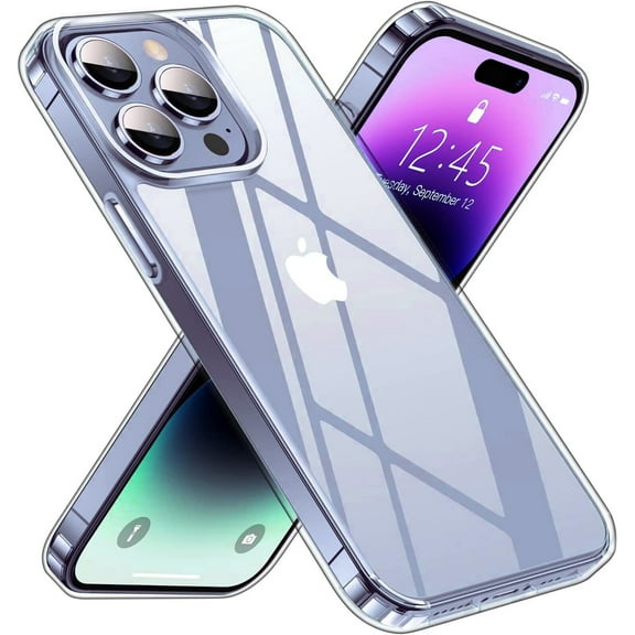 Starshop Case for iPhone 14 Plus, With Tempered Glass Protector, Shockproof Cover - Clear