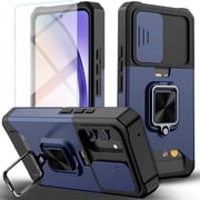 Starshop For Motorola G Play 2026 Case Phone Cover Slide Camera Protection, Credit Card Slot & Ring Kickstand - Blue