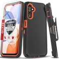 thumbnail image 1 of Starshop Galaxy A14 5G case, With Tempered Glass Protector, Shockproof Protection Rugged Hybrid Drop Belt Clip Cover Orange, 1 of 5