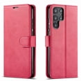 thumbnail image 1 of Starshop Galaxy S24 Ultra case, With Tempered Glass Protector, Premium Leather Wallet Pocket Cover and Credit Card Slots Pink, 1 of 5