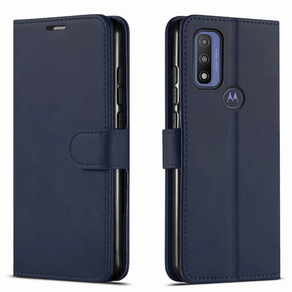 Starshop Moto G Stylus 2025 Phone Case Cover Wallet Pouch Case With Glass Screen Protector- Blue