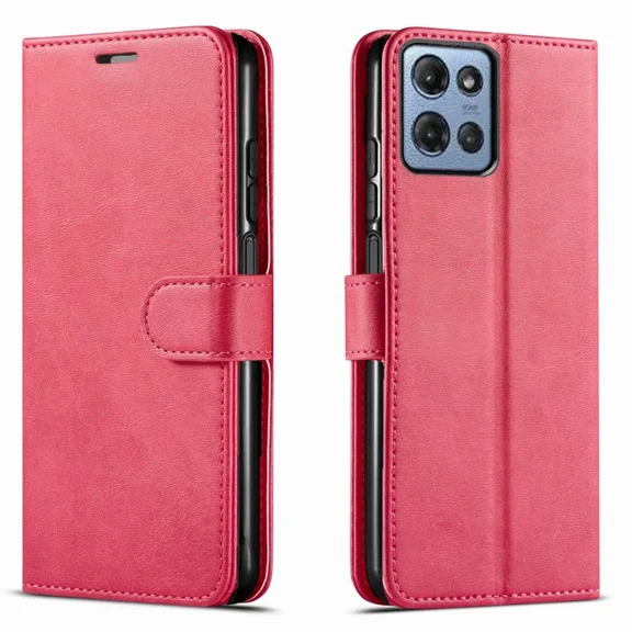 Starshop Moto G Stylus 2026 Phone Case Cover Wallet Pouch Case With Glass Screen Protector- Pink