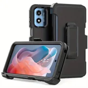 Starshop Motorola G 2025 Case Phone Cover Shockproof Holster With Glass Screen - Black