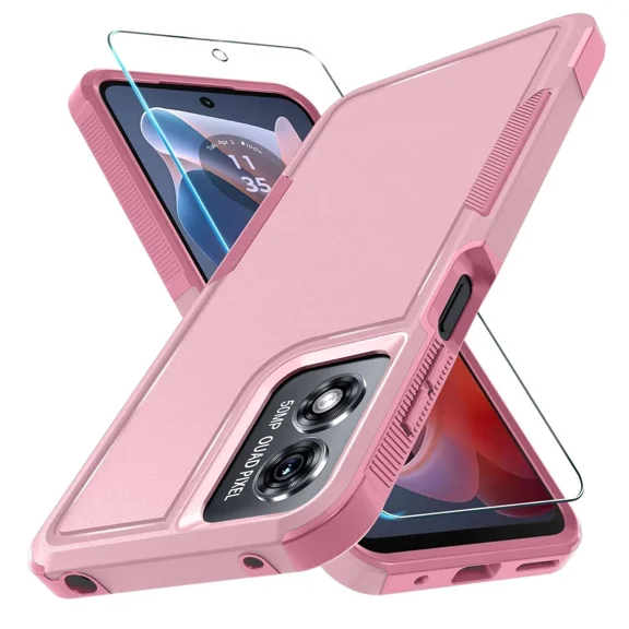 Starshop Motorola G 2026 Case Phone Cover Shockproof Case With Glass Screen - Pink