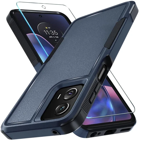 Starshop Motorola Moto G Power 2025 Case Phone Cover Shockproof Case With Glass Screen - Blue