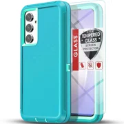 Starshop Samsung Galaxy A17 5G Case Phone Cover Shockproof Heavy Duty With Glass Screen - Teal