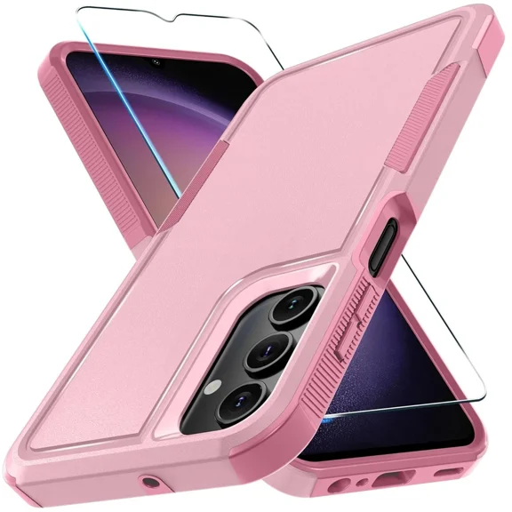 Starshop Samsung Galaxy S26 FE Case Phone Cover Shockproof Case With Glass Screen - Pink