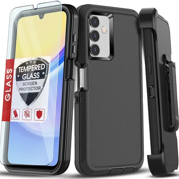 Starshop Samsung Galaxy S26 Plus Case Phone Cover Shockproof Holster With Glass Screen - Black