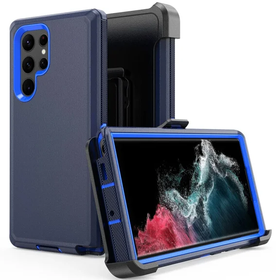Starshop Samsung Galaxy S26 Ultra Case Phone Cover Shockproof Holster With Glass Screen - Blue