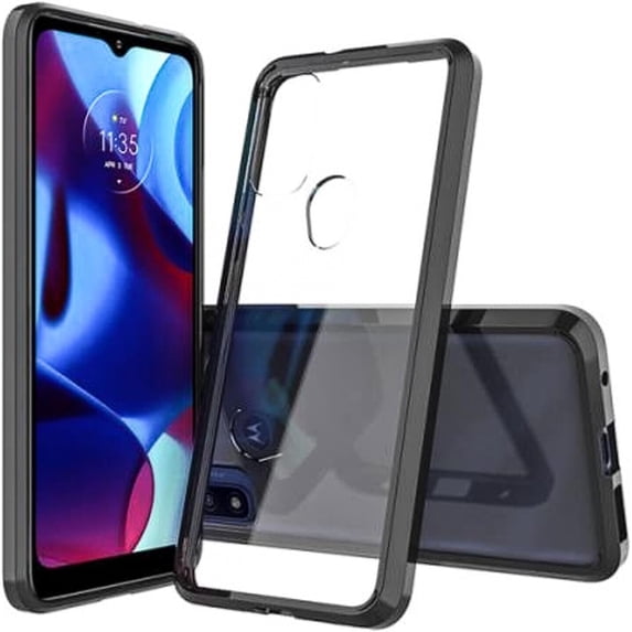 Starshop iPhone 15 Pro case, With Tempered Glass Protector, Shockproof Clear Case Black