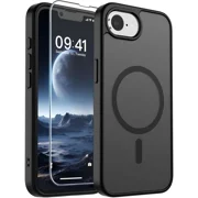 Starshop iPhone 17E Case, Compatible with Magnetic Charging Slim Fit Clear Case With Screen - Black