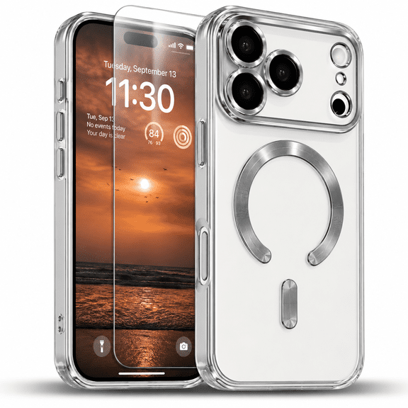 Starshop iPhone 18 Pro Max Case, Dustproof Phone Cover Shockproof With Camera Protection And Screen Protector - Silver