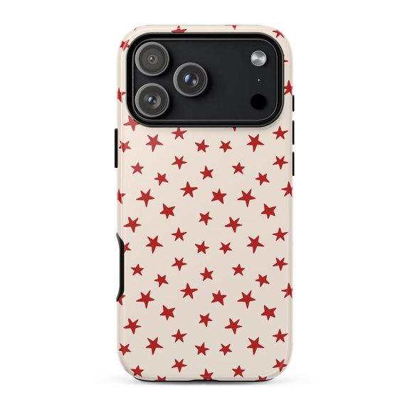 Starstruck Red Star Pattern Case for iPhone 11 12 13 14 15 16 17 Pro Max Plus