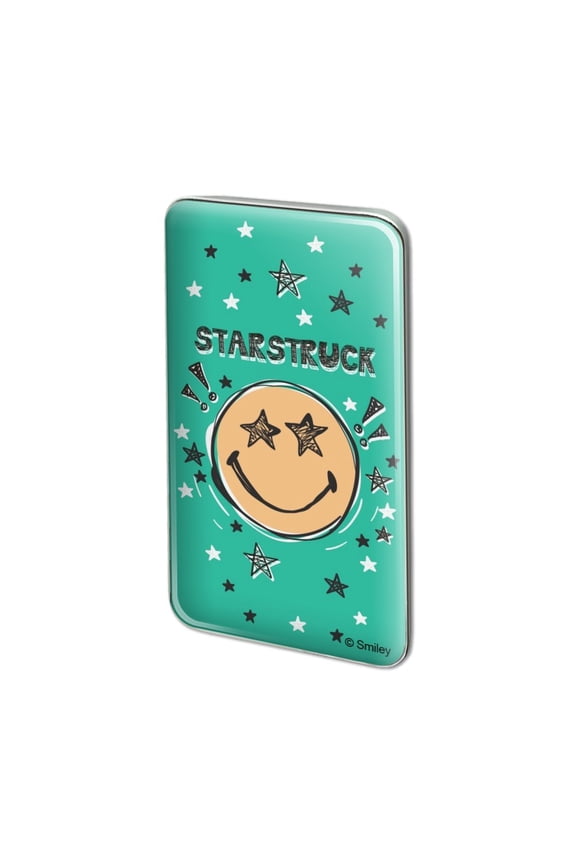 Starstruck Smiley Face with Stars Metal Rectangle Lapel Hat Pin Tie Tack Pinback