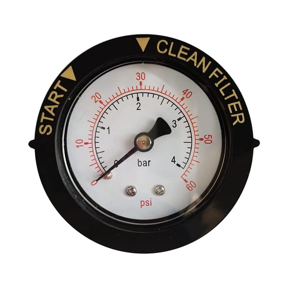 Start and Clean Filter Pressure Gauge2" Dry and Utility Pressure Gauge 0-60 PSI Replacement for Pool/Spa/Aquarium Valve Filters 1/4" NPT Center Back Mount