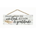 thumbnail image 1 of Start Day God Grace Gratitude Whitewash 10 x 3.5 Inch Wood Slat Hanging Wall Sign, 1 of 5