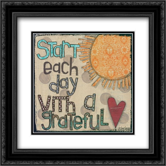 Start Each Day 2x Matted 20x20 Black Ornate Framed Art Print by Larson, Lisa