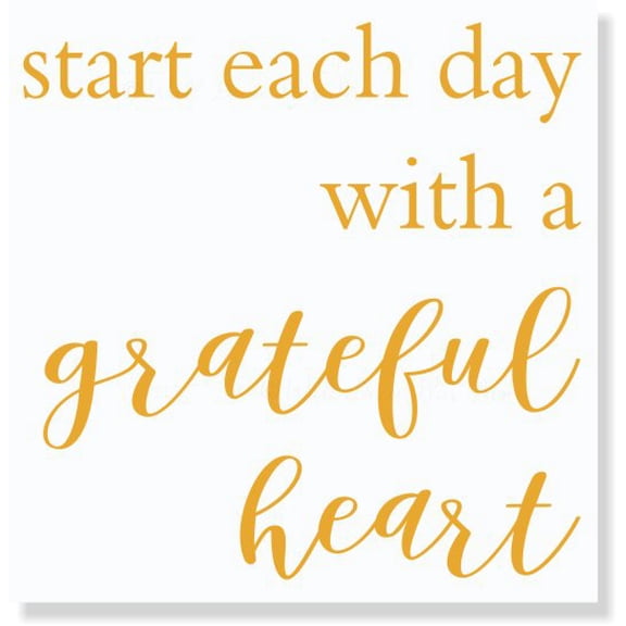 Start Each Day Grateful Heart Vinyl Wall Decals Sticker Inspirational Quote, 23x23-Inch, Honey