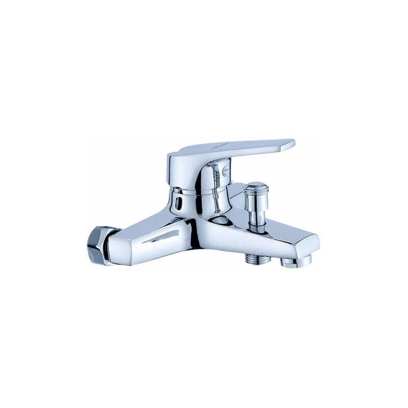 Start Flow single-lever bath shower mixer, wall-mounted faucet, threaded connection for 1/2" flexible hose, metal rosettes included, chrome